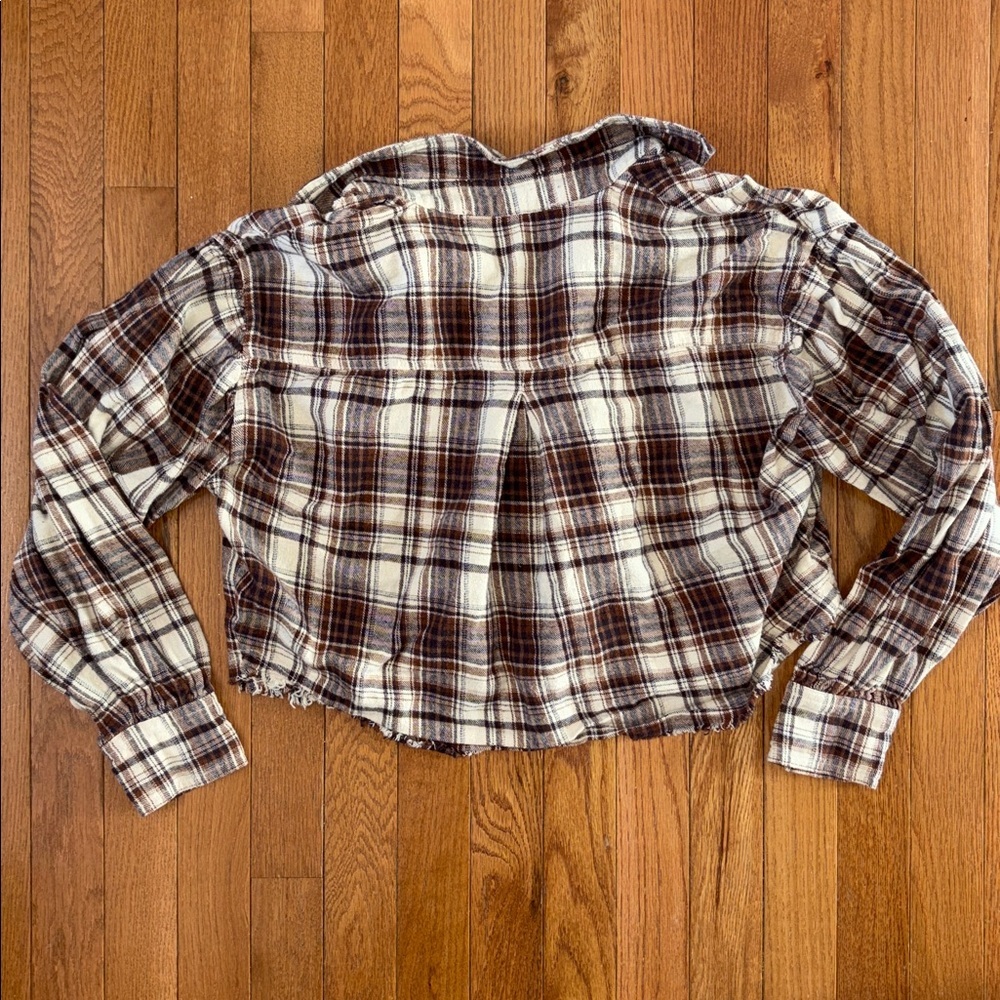 Altar'd State Button Plaid Frayed Boho Cropped Top Size XXS - Picture 6 of 7